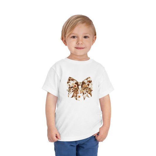 Toddler Tee  - Western Cow Print Bow with Floral Accents Clipart - Cute and Comfortable for Kids
