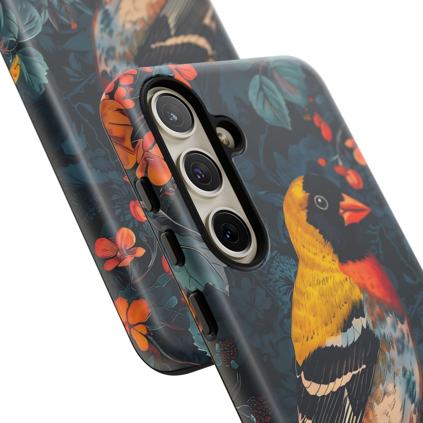 Colorful Bird Phone Case, Floral Phone Cover, Tough Phone Protector, Nature Lover Gift, Botanical Case, Unique Mobile Accessory