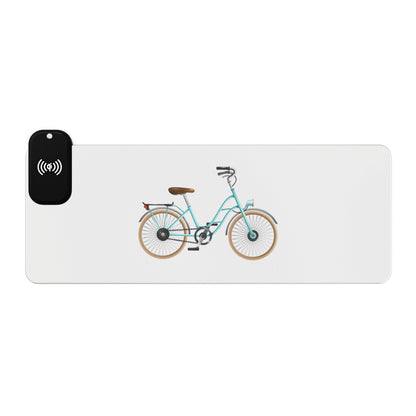 Vintage Bicycle - LED Gaming Mouse Pad with Wireless Charging, Perfect for Gamers, Desk Accessories, Tech Gifts, Home Office Essentials, Gaming Setup