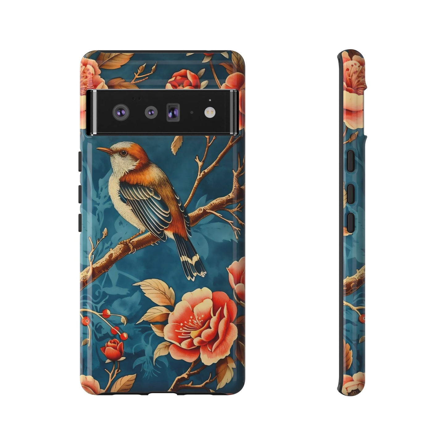 Bird & Floral Phone Case, Tough Cases for Nature Lovers, Gift for Her, Customizable Design, Vibrant Tech Accessories