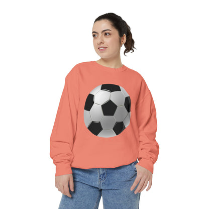Unisex Garment-Dyed Sweatshirt - Dynamic Football Design - Sports Passion and Energy