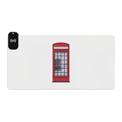 Red Telephone Box - LED Gaming Mouse Pad with Wireless Charging - Perfect for Gamers, Desk Decor, Gift for Tech Enthusiasts, Home Office Essential, [...]