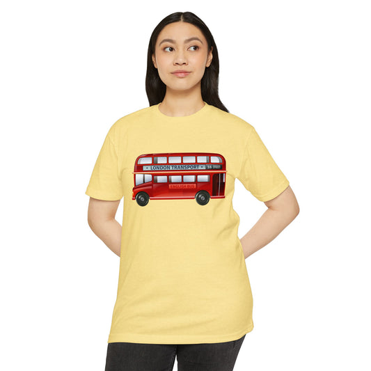 Unisex CVC Jersey T-shirt - The Heart of London - Iconic Double-Decker Buses