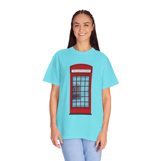 Unisex Garment-Dyed T-shirt - Iconic British Public Telephone