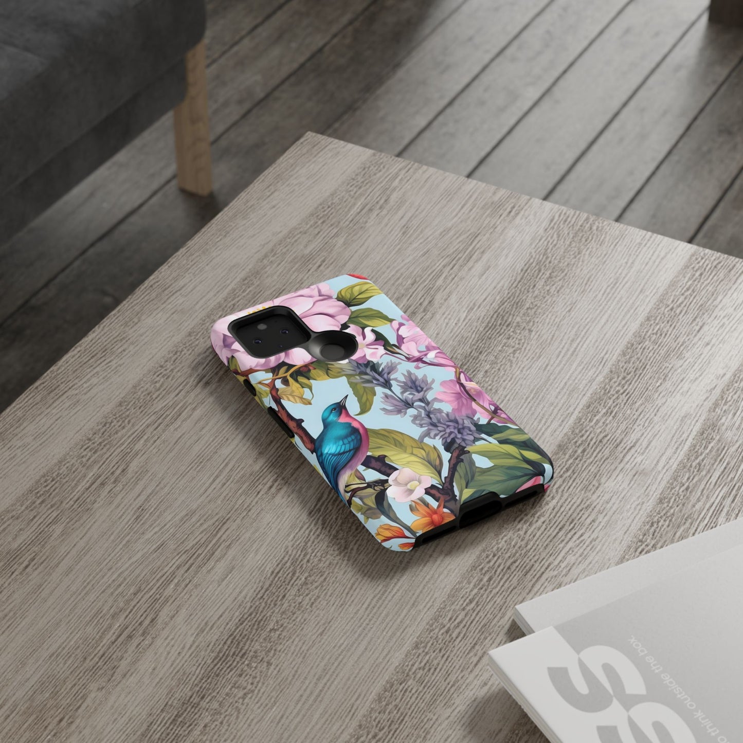 Floral Phone Case with Birds, Tough Cases for Nature Lovers, Stylish Phone Accessories, Unique Gifts for Her, Cute Tech Protector