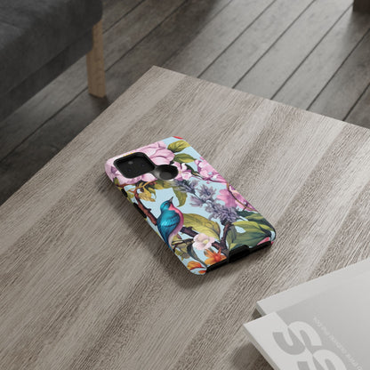 Floral Phone Case with Birds, Tough Cases for Nature Lovers, Stylish Phone Accessories, Unique Gifts for Her, Cute Tech Protector
