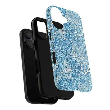 Stylish Phone Case, Tough Floral Phone Cover, Fashionable Tech Accessory, Gift for Her, Blue Flower Design