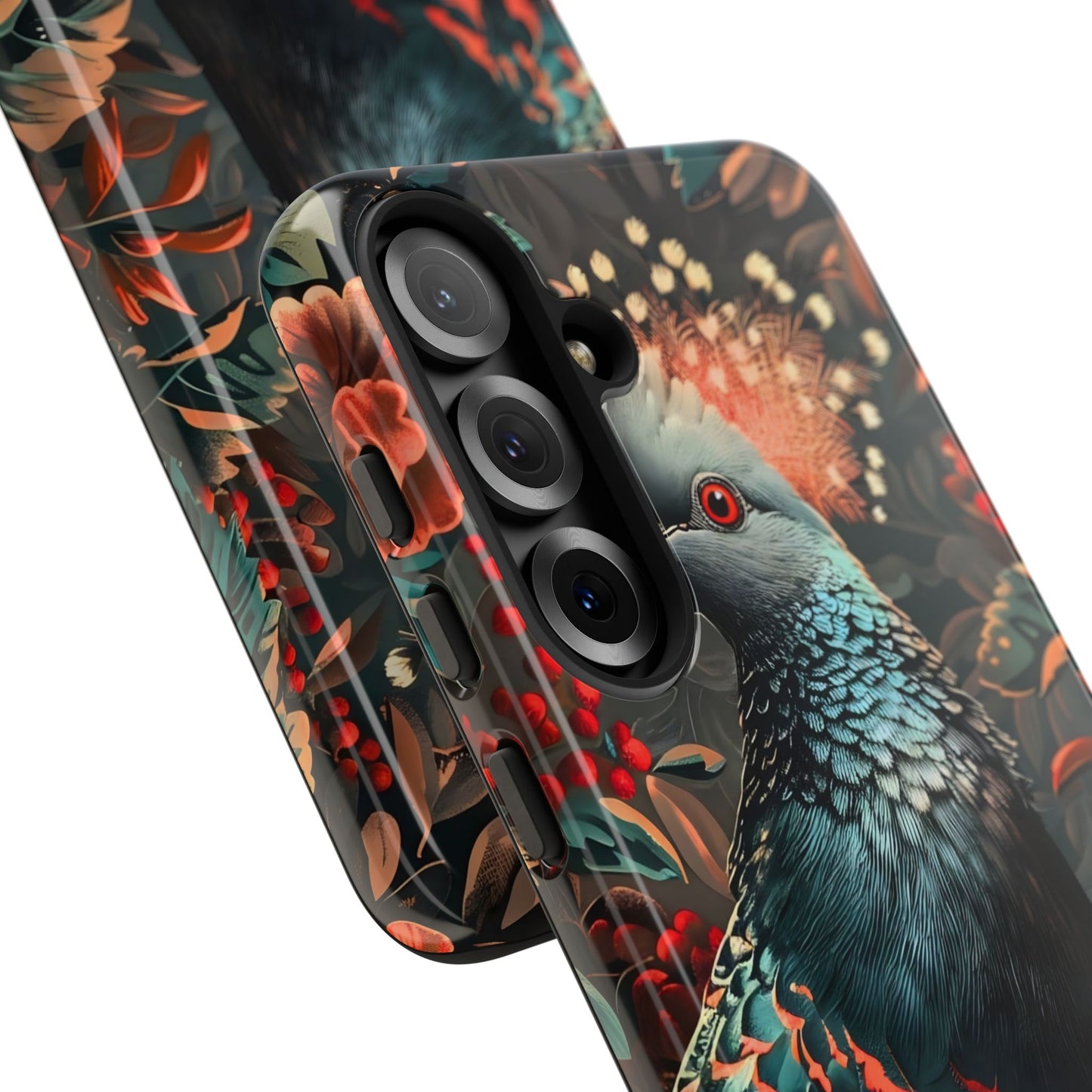 Floral Peacock Phone Case, Tough Cases, Artistic Phone Cover, Unique Gift, Nature Lover Accessory, Protective Case