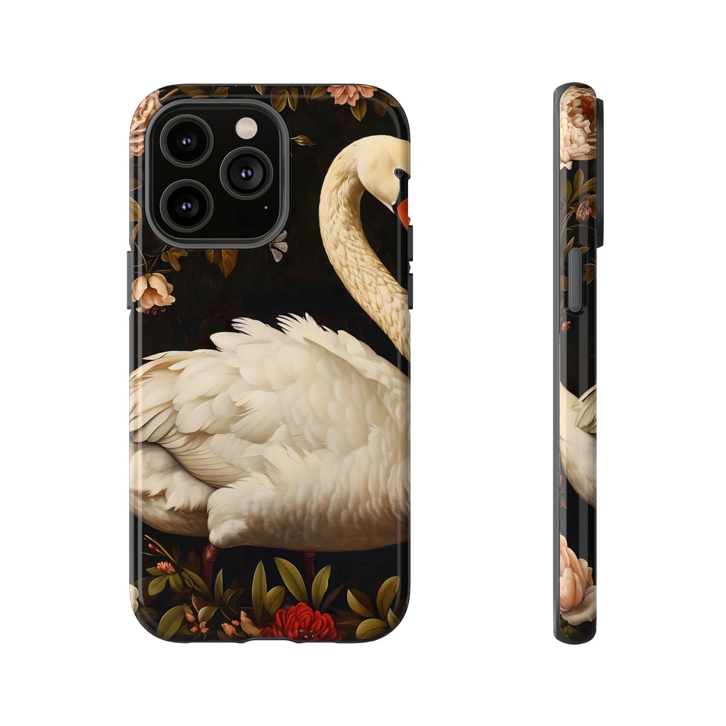 Elegant Swan Phone Case, Floral iPhone Cover, Tough Phone Case, Gift for Her, Nature Lover, Mother's Day, Birthday