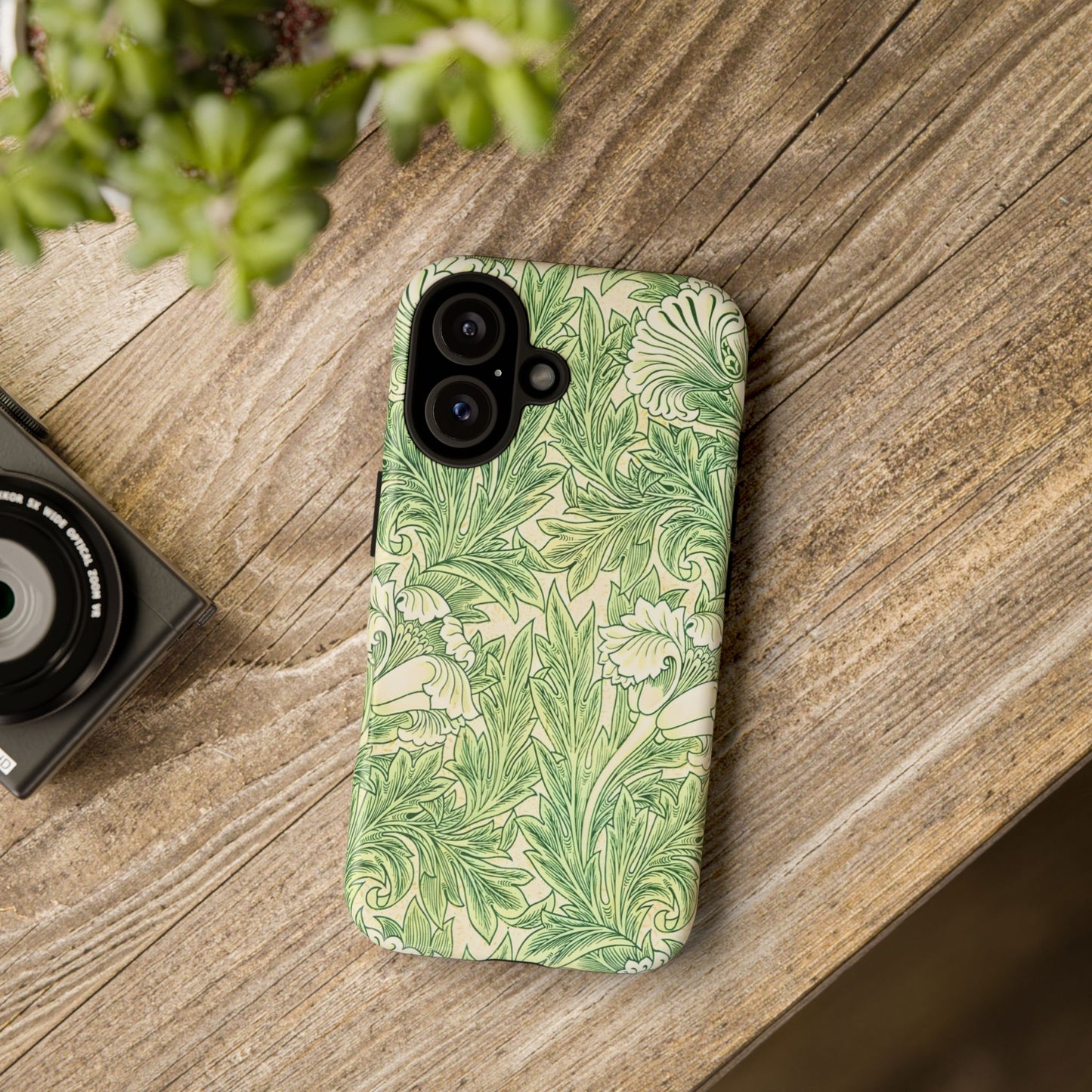 Green Floral Phone Case, Botanical iPhone Cover, Tough Phone Shell, Nature-inspired Gift, Eco-friendly Tech Accessory