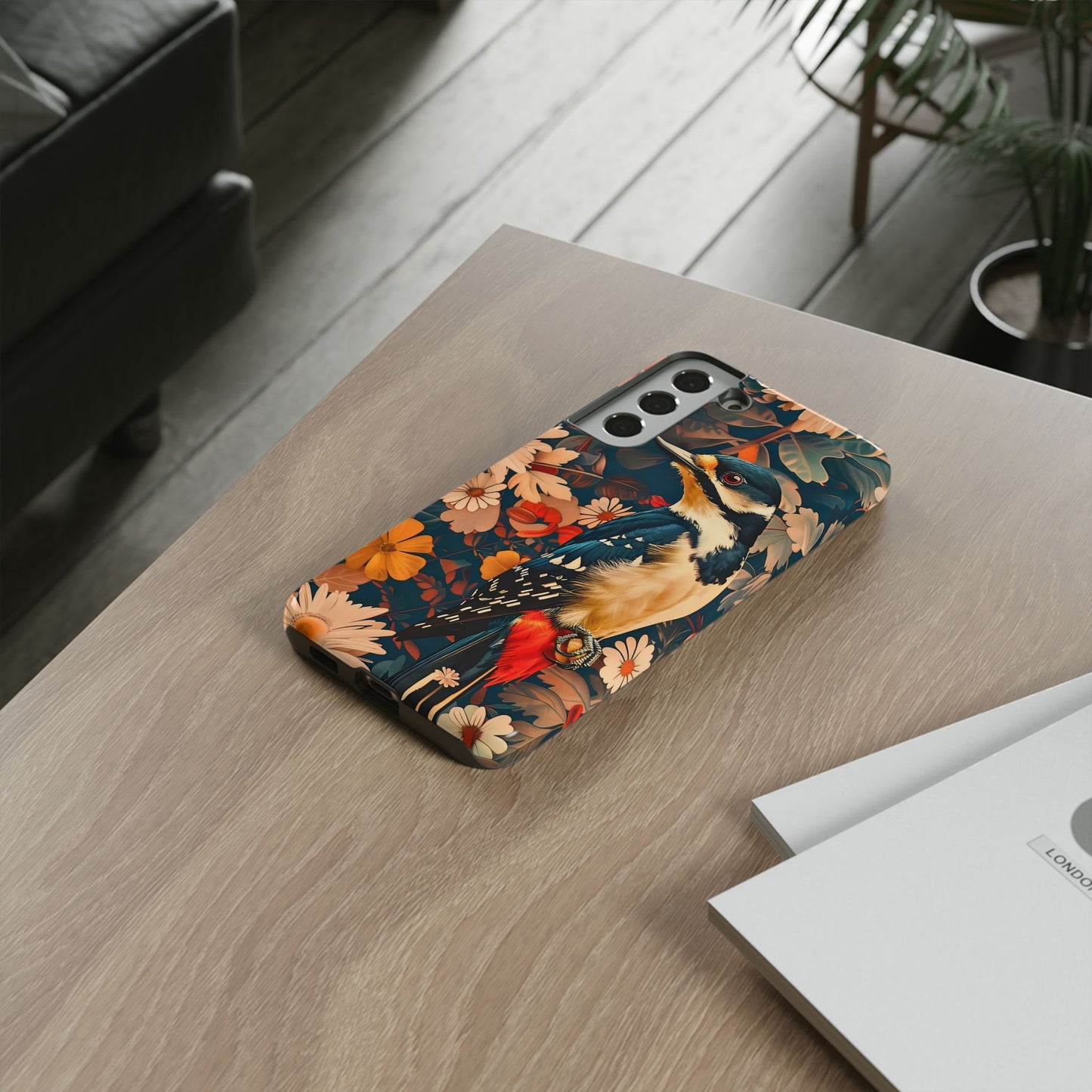 Artistic Bird Phone Case, Unique Tough Cases for Nature Lovers, Floral Design, Cute Gift, Customized Phone Accessories