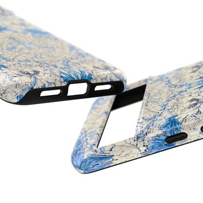 Elegant Floral Phone Case, Tough iPhone Cover, Stylish Mobile Protector, Blue Patterned Case, Unique Gift for Her