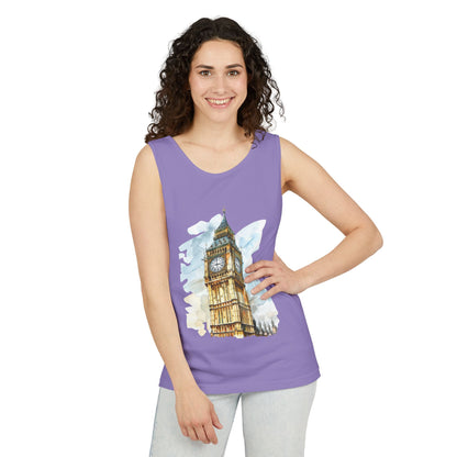 Unisex Garment-Dyed Tank Top - London's Big Ben Landmark Painting