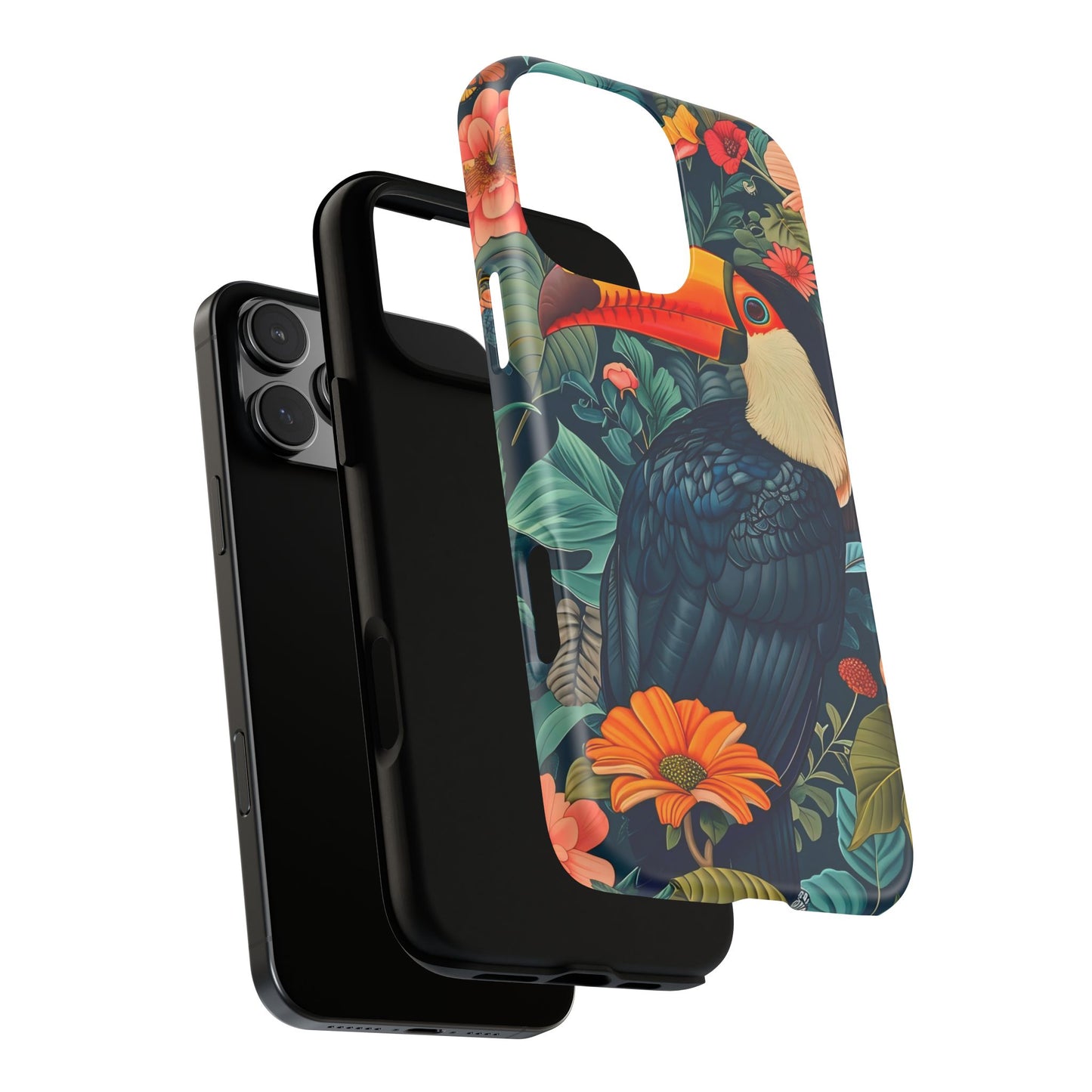 Tropical Toucan Phone Case - Cute Animal Design, Nature Lover Gift, Floral Pattern, Bird Lover Accessory, Summer Vibes