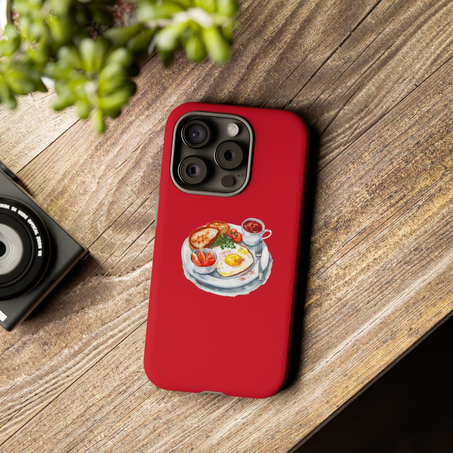 Breakfast-Inspired Phone Case, Tough Phone Covers, Foodie Gifts, Unique Accessories, Cute Kitchen Decor, Red Phone Case