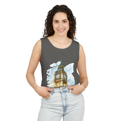 Unisex Garment-Dyed Tank Top - London's Big Ben Landmark Painting