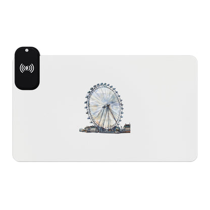 London Eye Ferris Wheel - LED Wireless Charging Gaming Mouse Pad, Illuminated Desk Accessory for Gamers, Perfect Gift for Tech Lovers, Decorative Gaming Setup