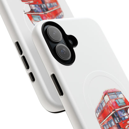 Vintage Double-Decker Bus Phone Case, Tough Magnetic Cases, Unique Mobile Cover, Gifts for Travelers, London-Themed Accessories