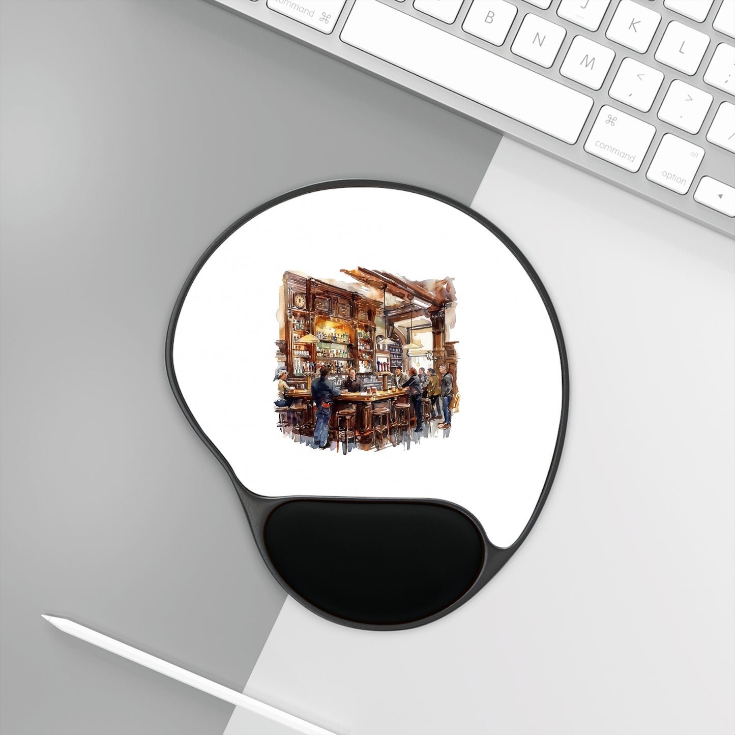 Cozy Illustrated Mouse Pad with Wrist Rest, Desk Accessory, Work Gift, Artistic Desk Decor, Home Office Essentials