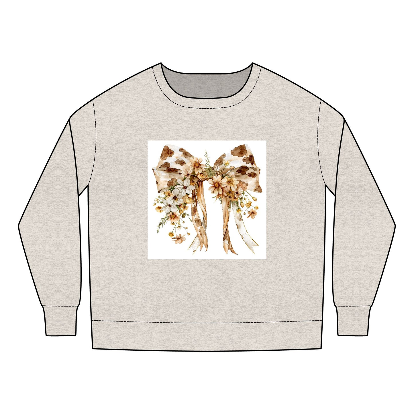 Toddler  Sweatshirt -  Rustic Floral Cowhide Bow Illustration - Cozy Kids Wear for All Occasions