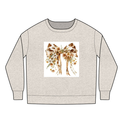 Toddler  Sweatshirt -  Rustic Floral Cowhide Bow Illustration - Cozy Kids Wear for All Occasions