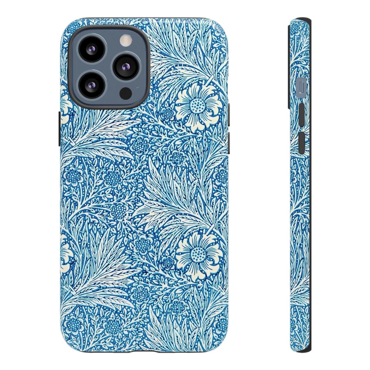 Stylish Phone Case, Tough Floral Phone Cover, Fashionable Tech Accessory, Gift for Her, Blue Flower Design
