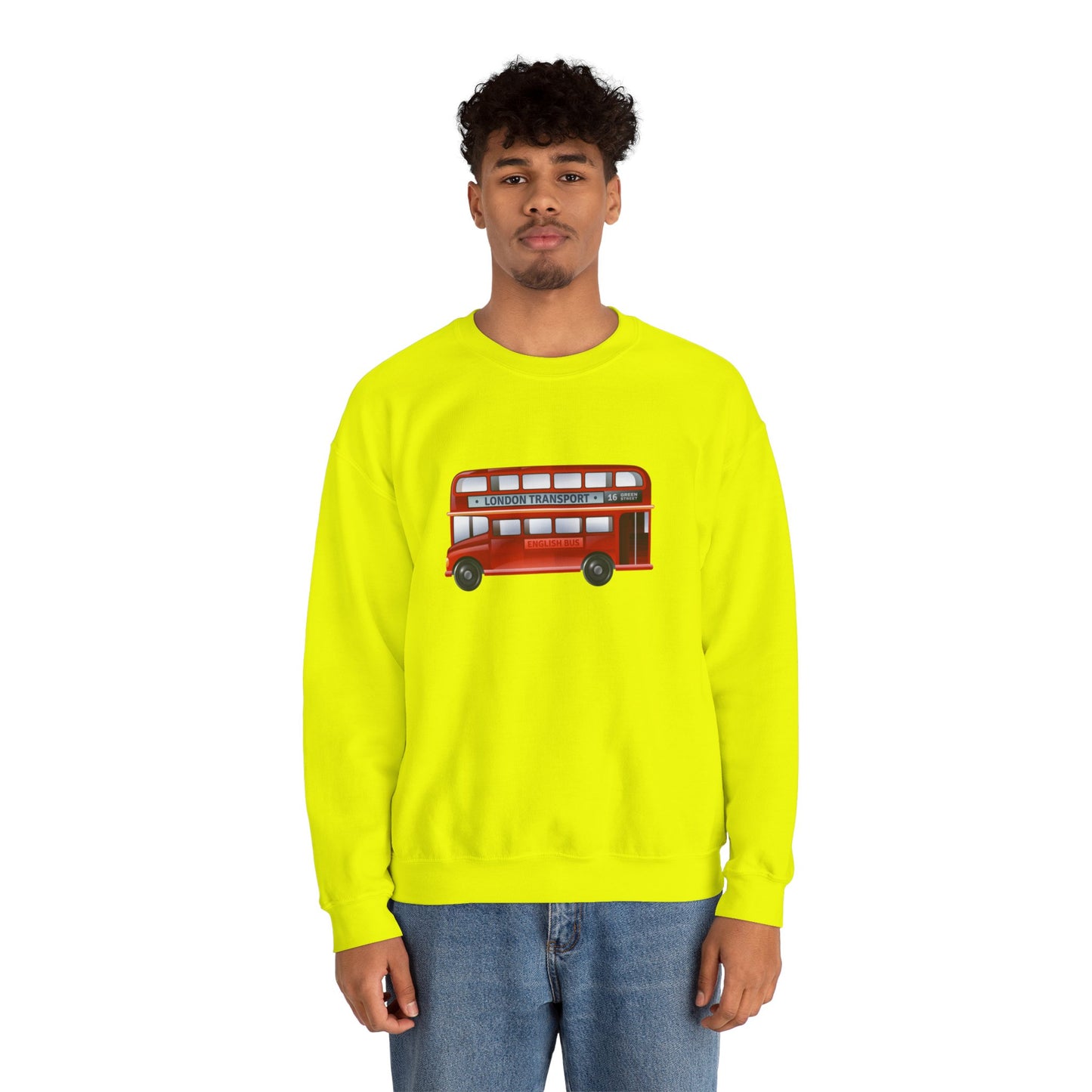 Unisex Heavy Blend™ Crewneck Sweatshirt Trendy - London Transport Red Double-Decker Bus