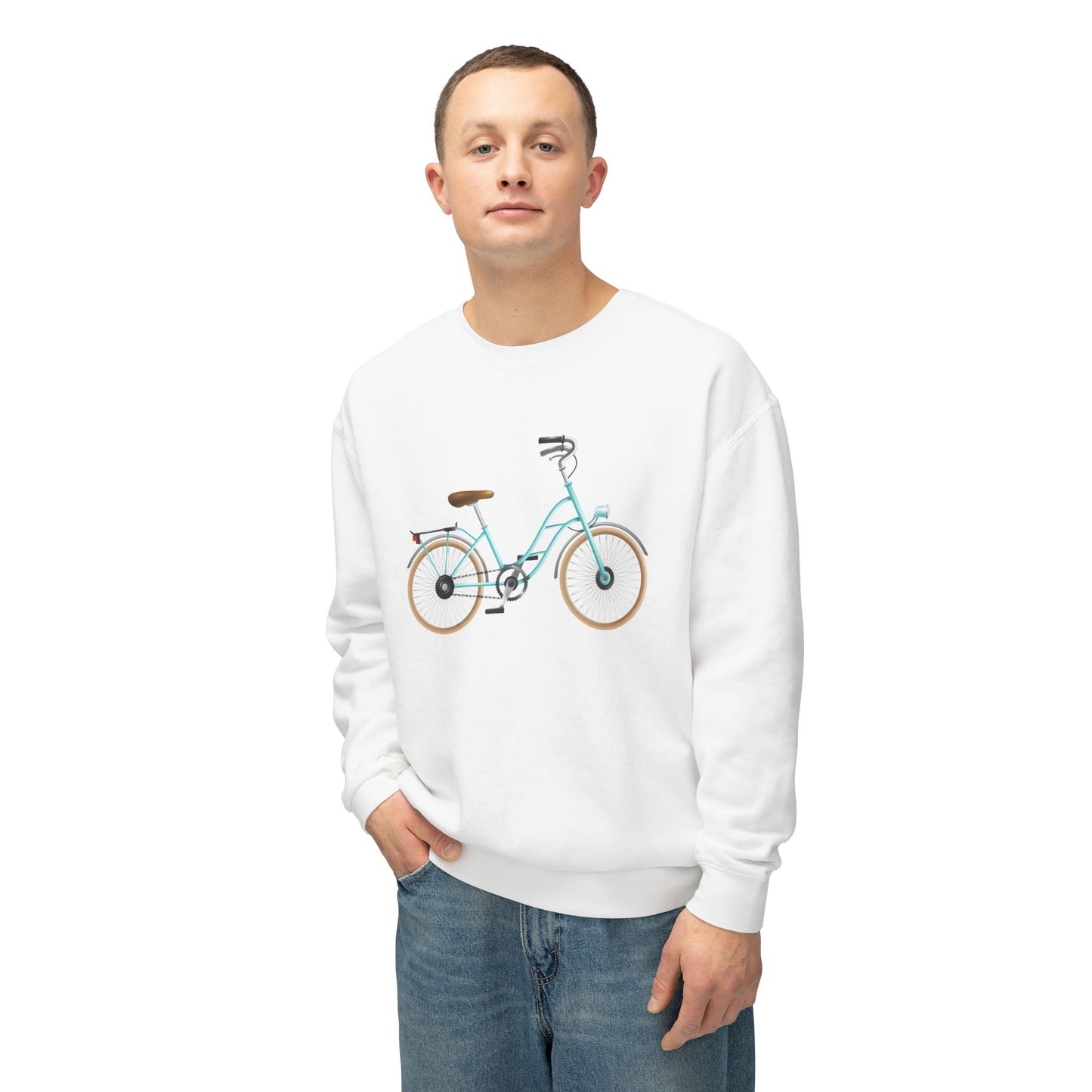 Unisex Lightweight Crewneck Sweatshirt - Classic Bicycle Illustration - London Style