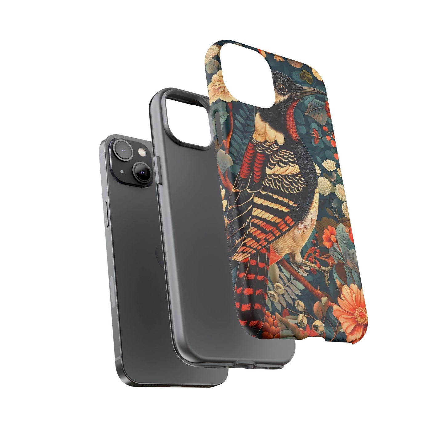 Nature-Inspired Phone Case with Floral Art, Tough Phone Cover, Protective Case, Gift for Nature Lovers, Unique Phone Accessory