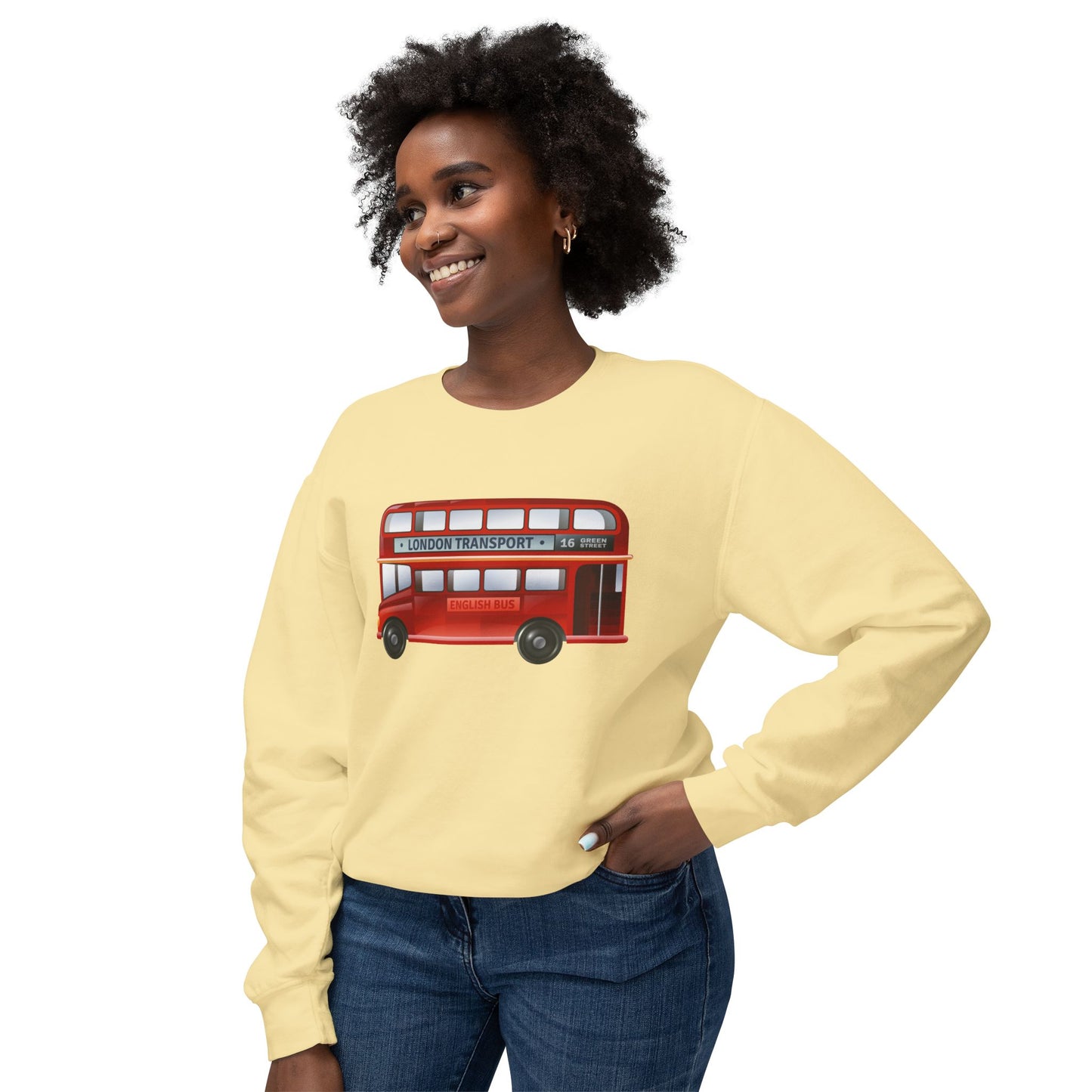Unisex Lightweight Crewneck Sweatshirt - The Classic British Red Bus