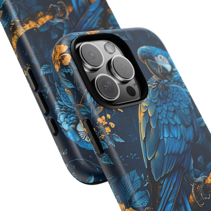 Tough Cases - Vibrant Blue Parrot Phone Case, Tropical Bird Phone Cover, Nature Lover Gift, Eco-Friendly Accessories, Unique Wildlife Decor