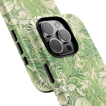 Green Floral Phone Case, Botanical iPhone Cover, Tough Phone Shell, Nature-inspired Gift, Eco-friendly Tech Accessory