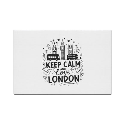 London-Themed Heavy Duty Floor Mat, Keep Calm and Love London Welcome Mat, Home Decor, Floor Fashion, Indoor/Outdoor Rug