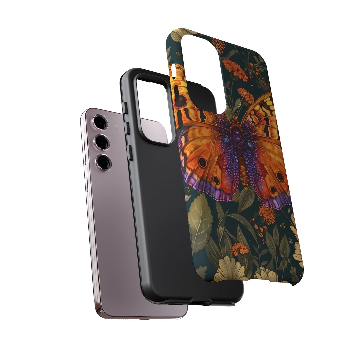 Butterfly Phone Case, Tough Cases for Nature Lovers, Vibrant Floral Design, Gift for Her, Cute Phone Accessories, Butterfly Artwork