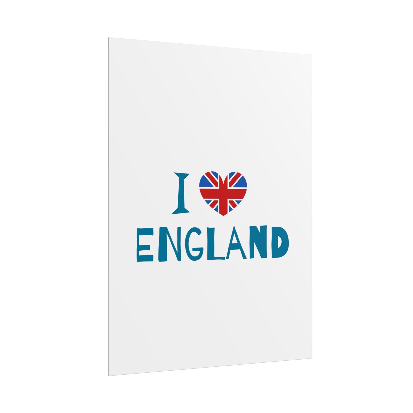 I Love England Rolled Poster - UK Travel Decor, Gift for Britains, Wall Art for Home, London Souvenir, Love England