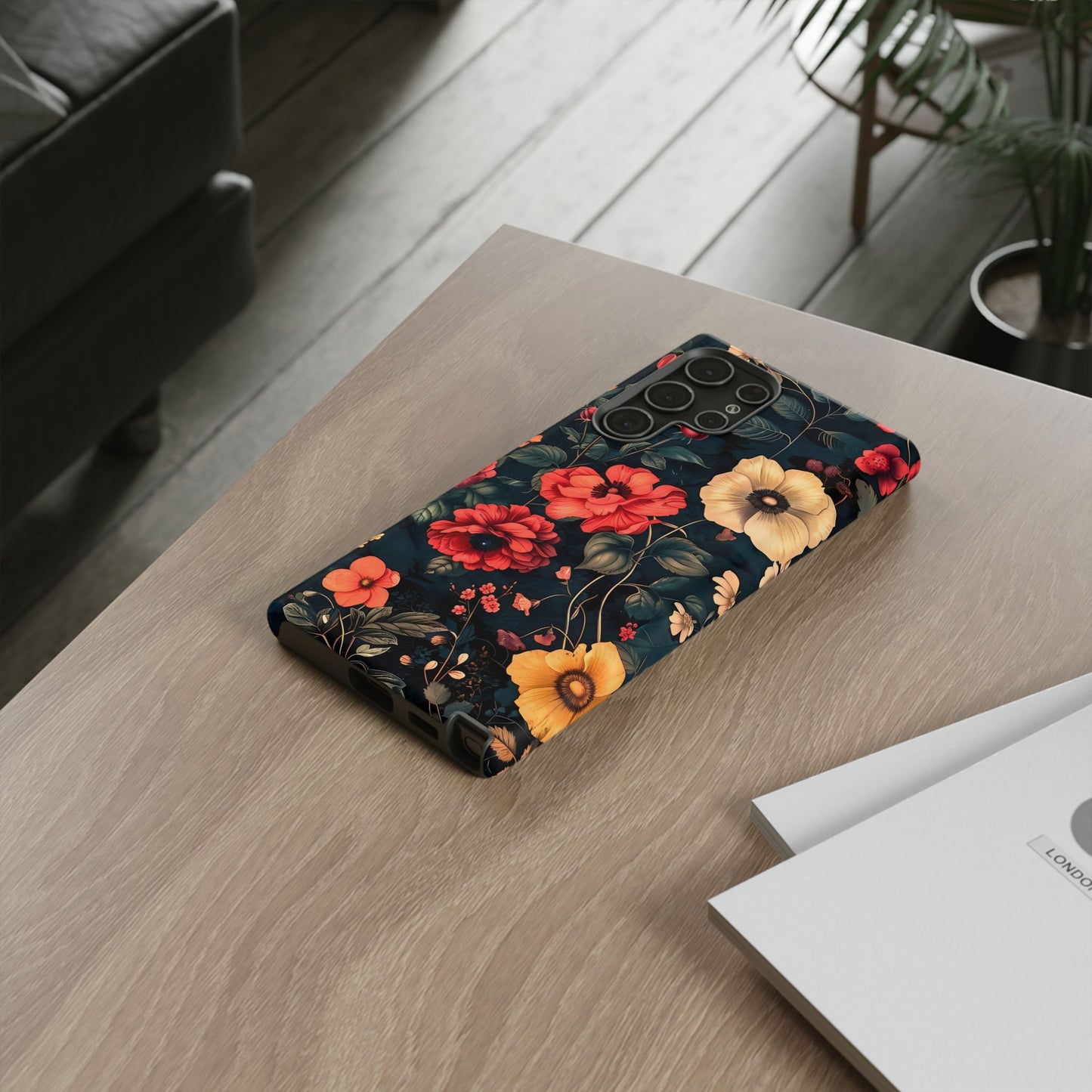Floral Phone Case, Tough Cases, Flower Motif, Protective Cover, Gift for Her, Floral Design, Spring Accessory