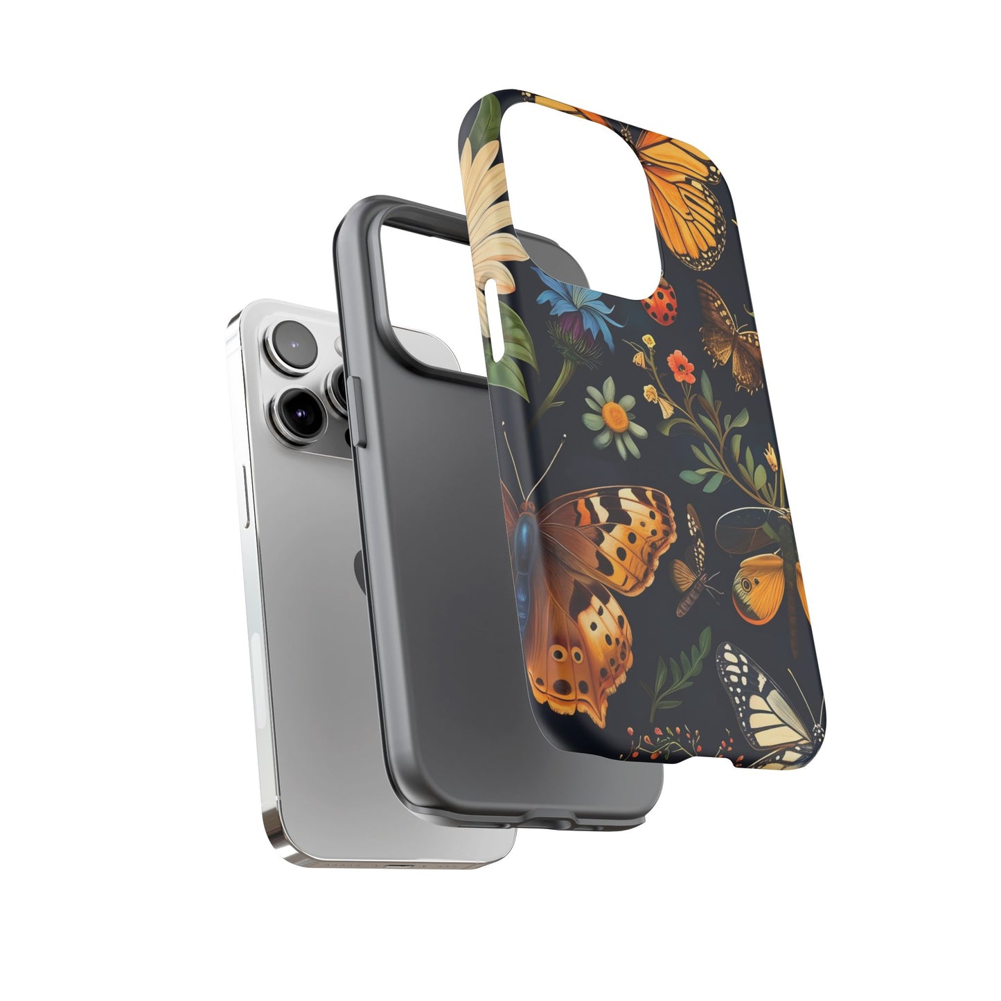 Nature-Inspired Phone Case | Floral Butterfly Design, Tough Phone Cover, Gift for Nature Lovers, Cute Butterfly Case, Home Decor