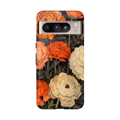 Floral Phone Case with Tough Protection, Blooming Ranunculus Design, Durable Cover, Gift for Flower Lovers, Eco-Friendly Phone Accessory