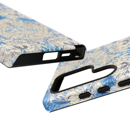 Elegant Floral Phone Case, Tough iPhone Cover, Stylish Mobile Protector, Blue Patterned Case, Unique Gift for Her