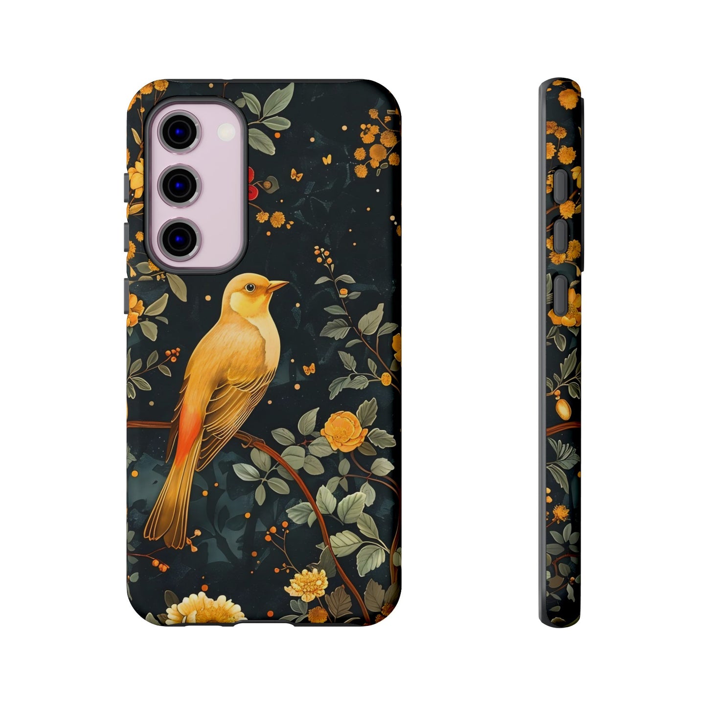 Floral Phone Case, Tough Cases with Bird Design, Nature Lover Gift, Stylish Protection, Birthday Present, Floral Phone Cover