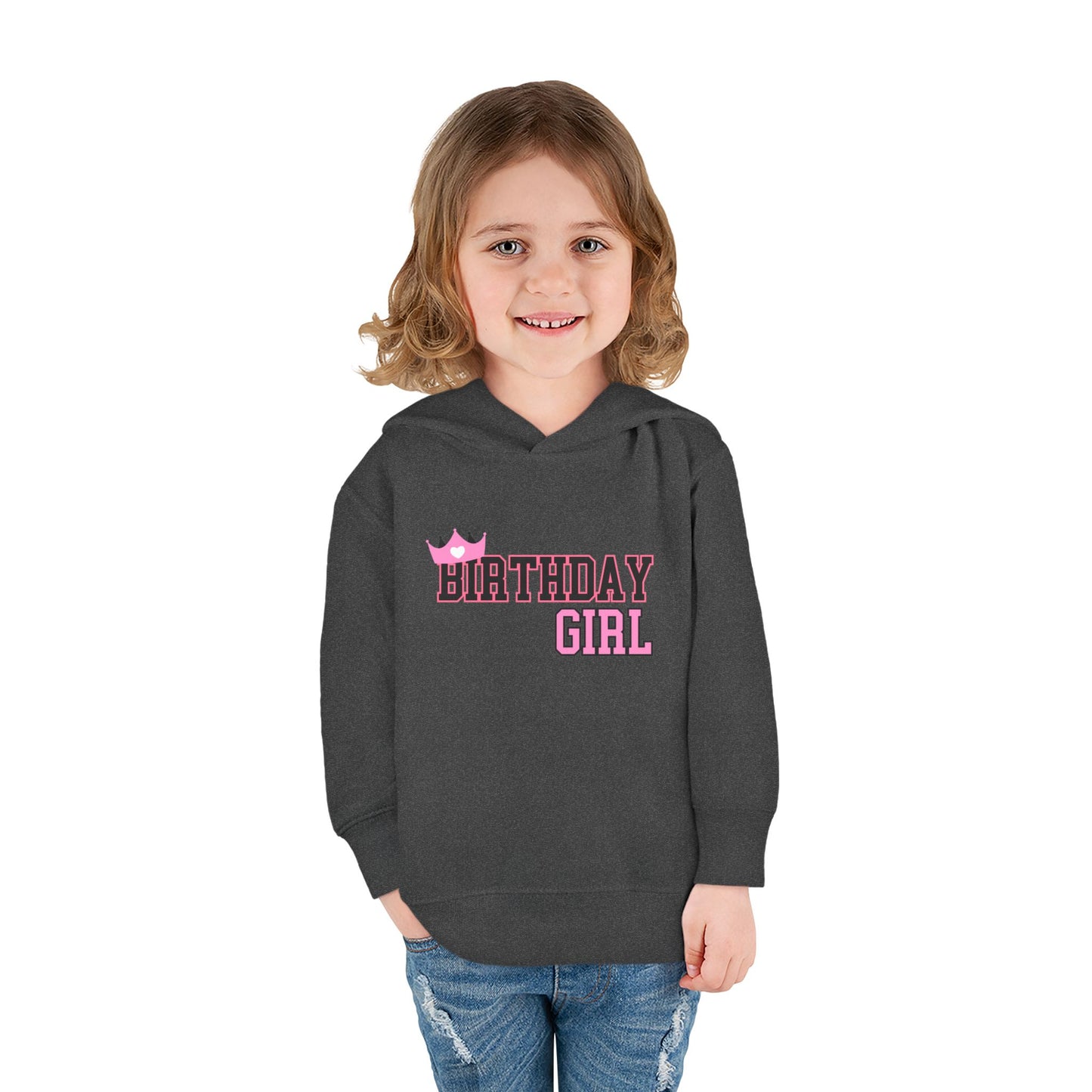 Toddler Birthday Girl Fleece Hoodie - Cute Crown Design