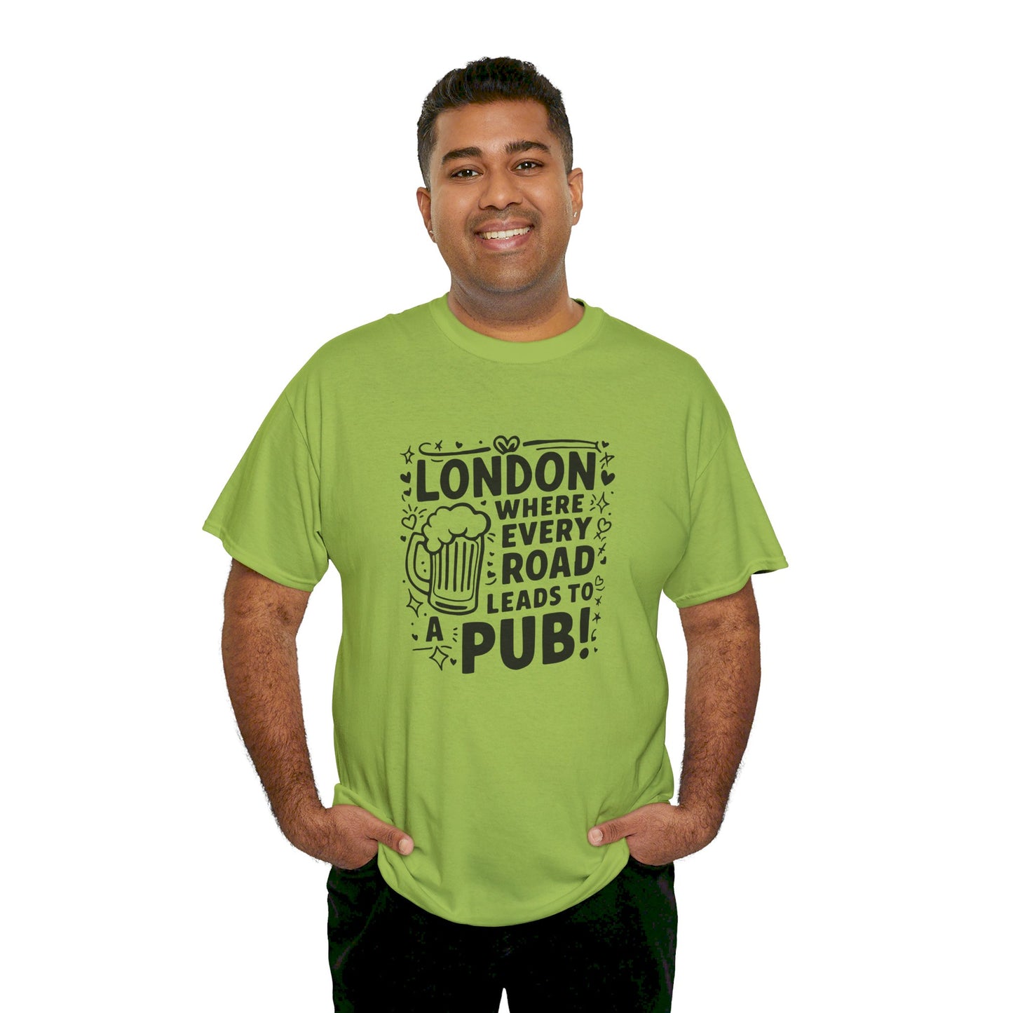 London Where Every Road Leads To Pub Soft-touch Unisex Heavy Cotton Tee