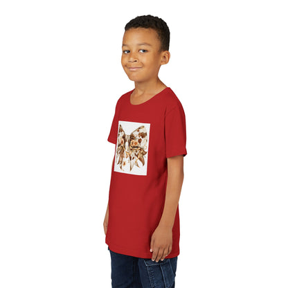 Youth Short Sleeve Tee - Western Cow Print Bow with Floral Accents Clipart - Cute Summer T-Shirt for Kids