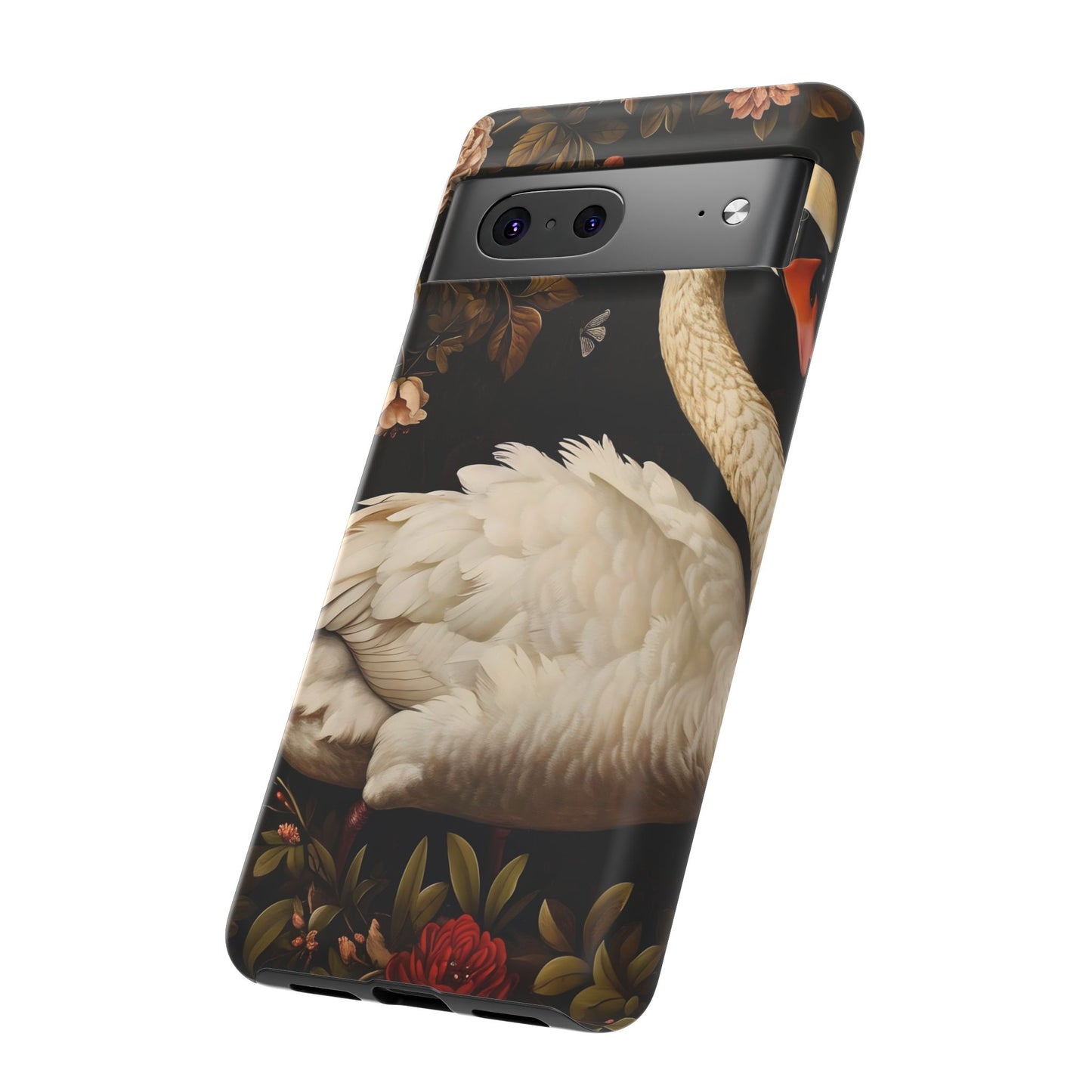 Elegant Swan Phone Case, Floral iPhone Cover, Tough Phone Case, Gift for Her, Nature Lover, Mother's Day, Birthday