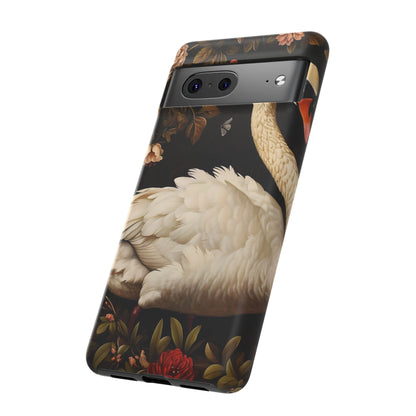 Elegant Swan Phone Case, Floral iPhone Cover, Tough Phone Case, Gift for Her, Nature Lover, Mother's Day, Birthday