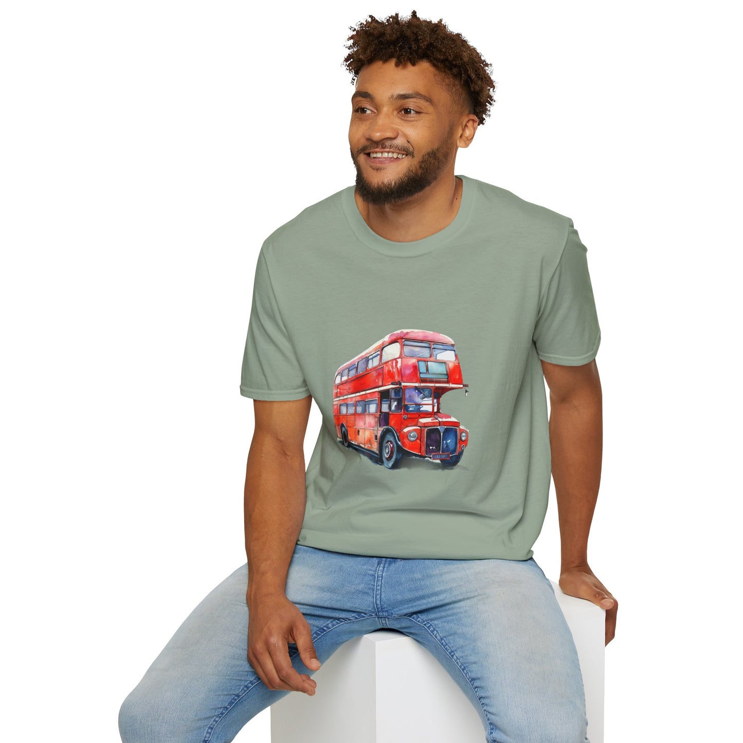 London Transport English Bus - Iconic Red Double-Decker Rich Unisex Softstyle T-Shirt