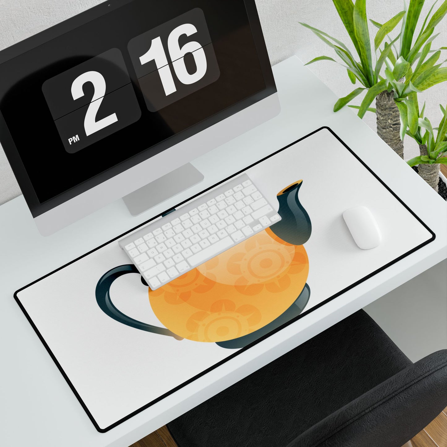 Charming Teapot Desk Mat - Cozy Office Decor, Desk Accessories, Home Office Gift, Tea Lover's Mat, Unique Workstation Design