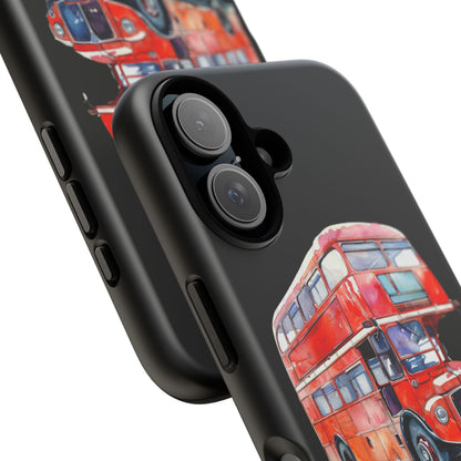 London Bus Phone Case, Tough iPhone Cover, Unique Gift for Travelers, Vintage Style Accessories, Holiday Present Idea