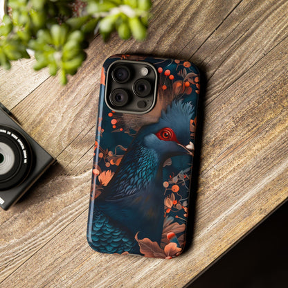 Vibrant Phone Case with Floral Peacock Design - Tough Cases, Artistic Phone Cover, Unique Gift for Nature Lovers, Stand Out Tech Accessory