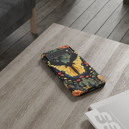 Butterfly Floral Phone Case, Art-inspire Tough Case, Gift for Nature Lovers, Butterfly Pattern Cover, Eco-Friendly Mobile Accessory
